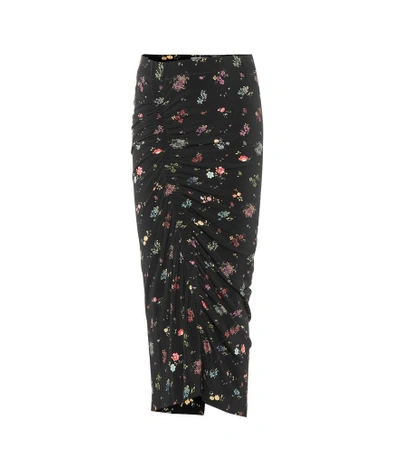 Preen By Thornton Bregazzi Ruched Floral Pencil Skirt In Black