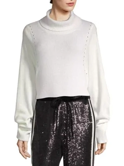 The Kooples Studded Draped Turtleneck Sweater In Vanille