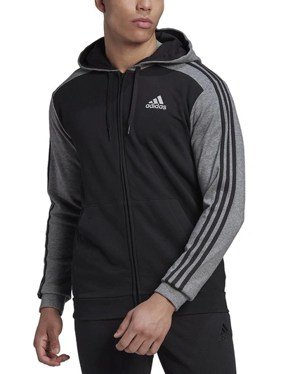 Adidas Originals Mens French Terry Striped Trim Hooded Sweatshirt In Multi