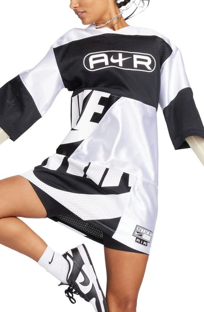 Nike Sportswear Air Jersey Dress In White/ Black/ White
