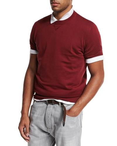 Brunello Cucinelli Athletic Short-sleeve Sweatshirt In Cherry