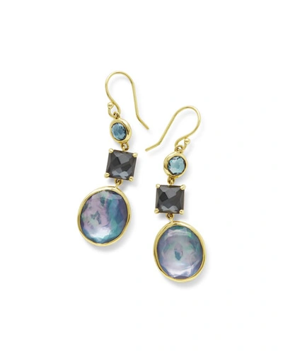 Ippolita 18k Rock Candy 3-stone Drop Earrings In Midnight Rain In Blue