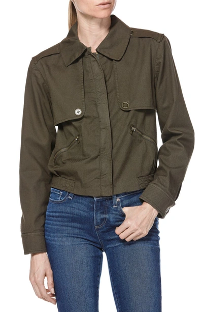 Paige Aubree Cropped Zip-front Jacket In Forest Night
