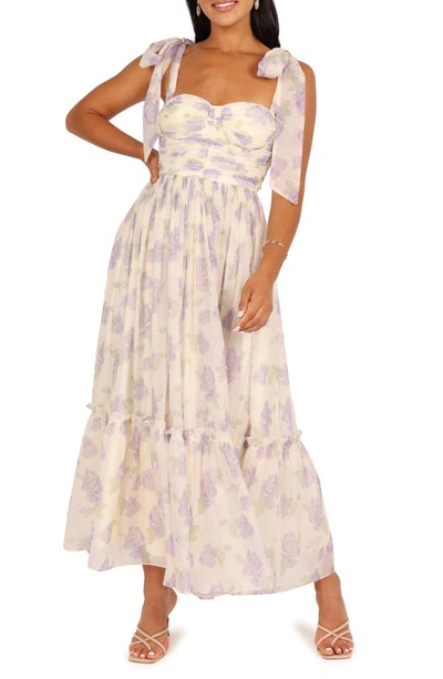Petal And Pup Floret Bow Strap Midi Sundress In Lavender