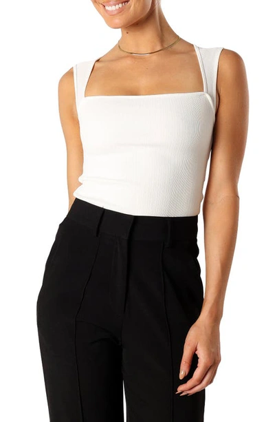 Petal And Pup Clara Square Neck Sleeveless Knit Top In White
