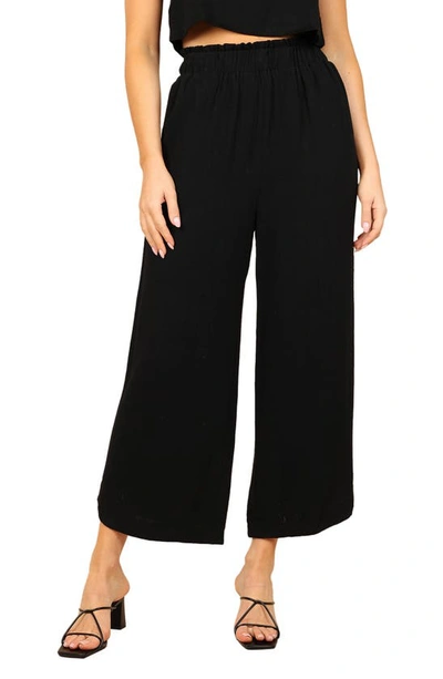 Petal And Pup Eleanor Wide Leg Linen Pants In Black