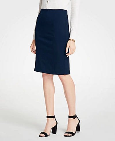 Ann Taylor Petite Ponte Pencil Skirt In Atlantic Navy