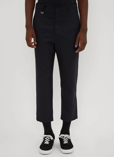 Oamc Cropped Zip Pants In Navy