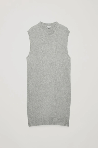 Cos Long Sleeveless Knitted Top In Grey
