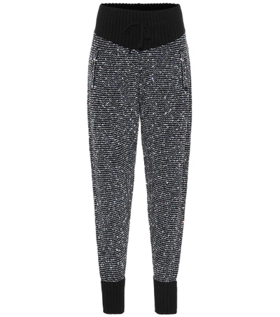Alessandra Rich Sequined Cashmere-blend Trackpants In Black