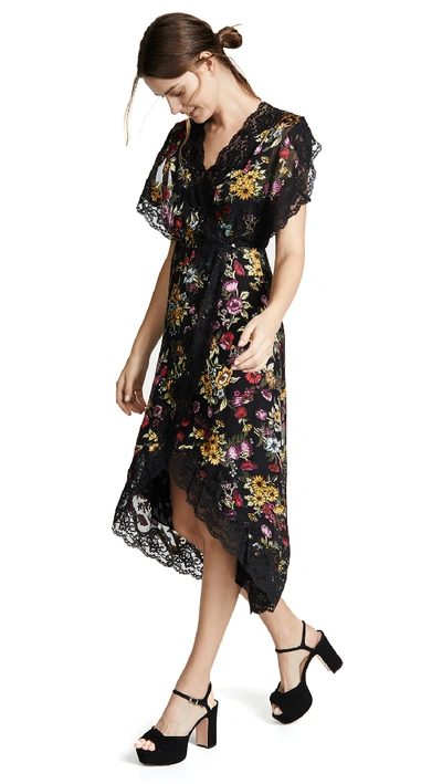 Alice And Olivia Alice + Olivia Adele Floral Wrap Dress In Western Floral Black