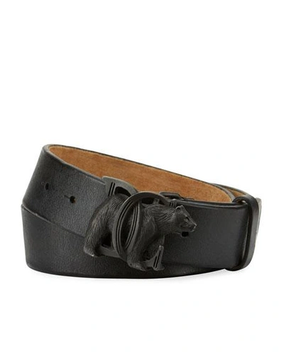 Dsquared2 Bear-buckle Leather Belt, Black