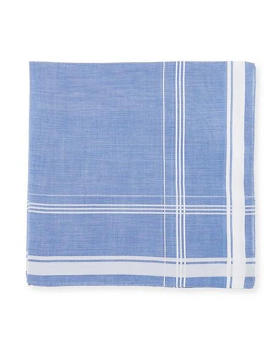 Simonnot Godard Satin Check-trim Pocket Square In Blue