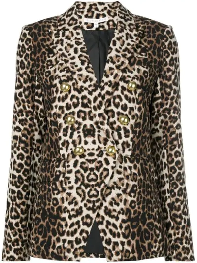 Veronica Beard Miller Double-breasted Leopard-print Jacket In Neutrals