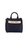 Burberry Marais Small Leather Satchel Bag In Regency Blue/silver