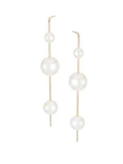 Zoë Chicco Women's 14k Yellow Gold & Mixed Pearl Long Wire Drop Earrings