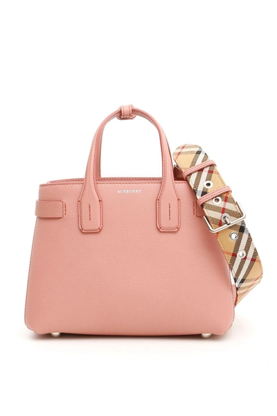 Burberry Small Banner Bag In Dusty Rose