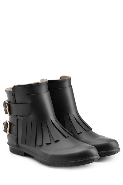 Burberry Fritton Fringe Rubber & House Check Rain Boots In Black | ModeSens