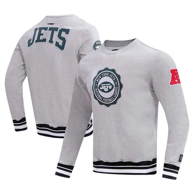 Pro Standard Heather Grey New York Giants Crest Emblem Pullover Sweatshirt
