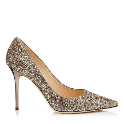 Jimmy Choo Abel Shadow Coarse Glitter Fabric Pointy Toe Pumps In Antique Gold