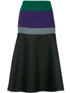 Kolor Striped High-rise Skirt - Black