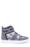 Badgley Mischka Belmondo High Top Sneaker In Grey Leather/ Suede