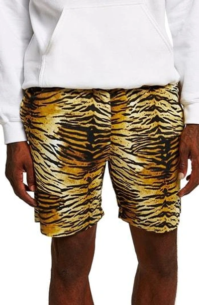 Topman Tiger Print Shorts In Orange Multi