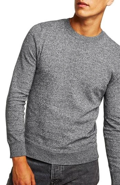 Topman Classic Fit Twist Crewneck Sweater In Grey
