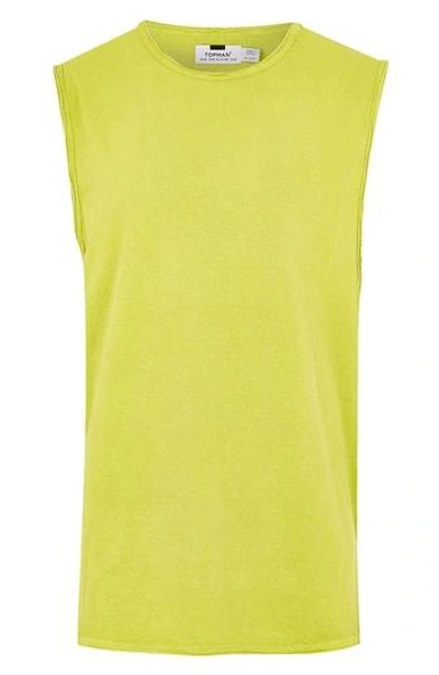 Topman Raw Edge Sleeveless T-shirt In Light Green