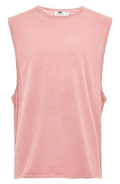 Topman Raw Edge Sleeveless T-shirt In Pink