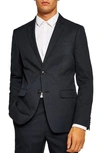 Topman Skinny Fit Textured Suit Jacket In Navy