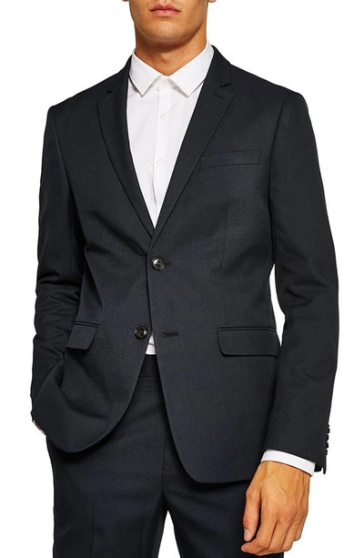 Topman Skinny Fit Textured Suit Jacket In Black