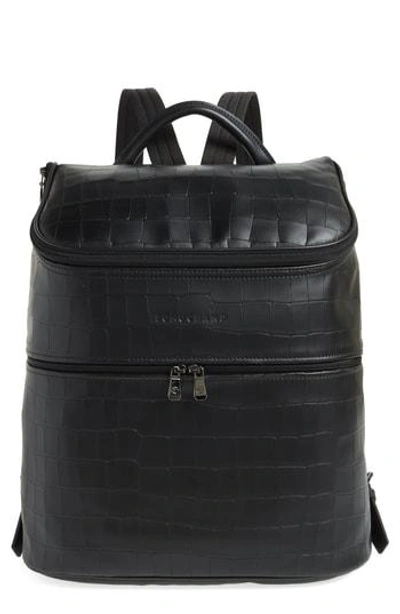 Longchamp Large Leather Backpack In Black