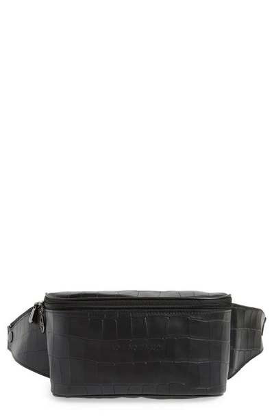 Longchamp Crocodile-embossed Belt Bag/fanny Pack In Black