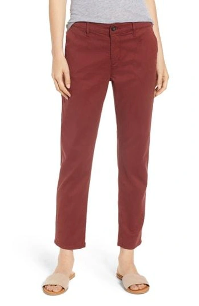 Ag Caden Crop Twill Trousers In Tannic Red