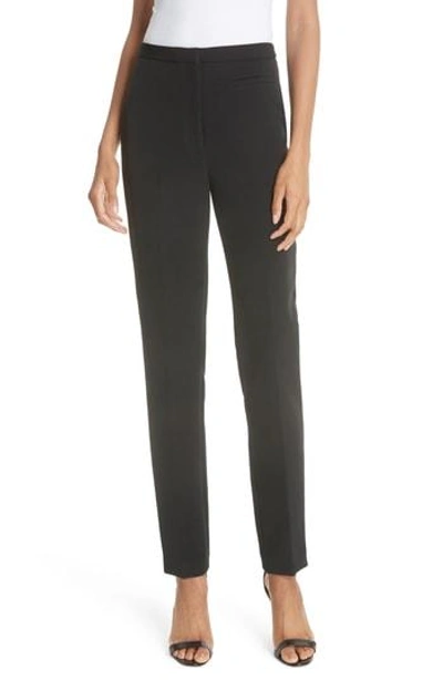 Milly High Waist Stretch Crepe Slim Pants In Black