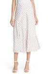 Nicholas Stripe Panel Skirt In White/ Red