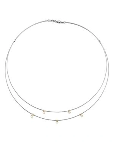 Alor Cable Necklace With Diamonds, 17.5 In Silver