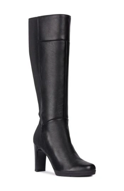 Geox Annya Knee High Boot In Black Leather