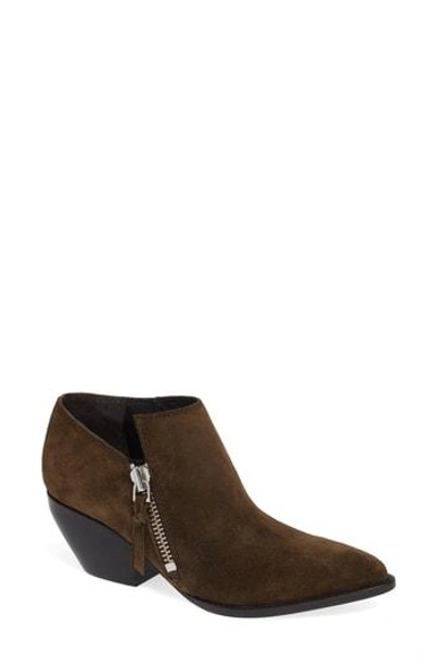 Sigerson Morrison Hannah Asymmetrical Low Bootie In Olive