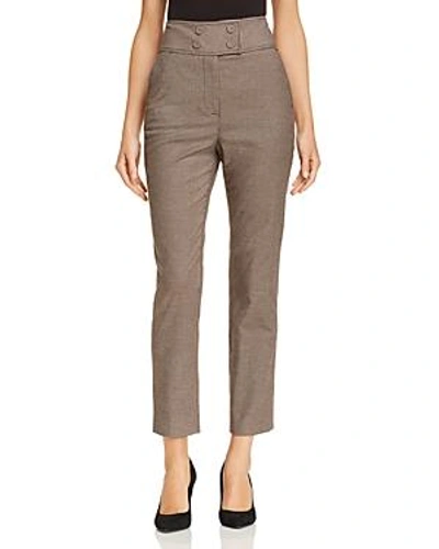 Rebecca Taylor Houndstooth Check Stretch Cotton Blend Pants In Camel/black