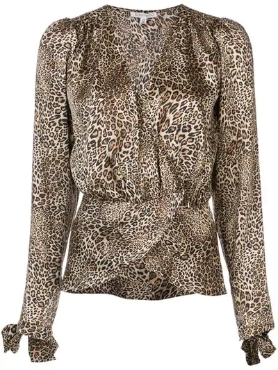 Ronny Kobo Crosella Leopard Wrap Top In Brown