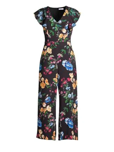 Parker Tommi Floral Ruffle Combo Jumpsuit In Black/multi