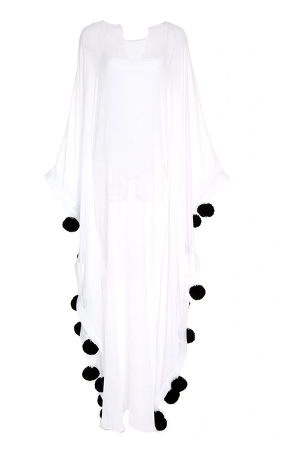 Leal Daccarett Gorgona Cotton Blend Swimsuit Caftan In White