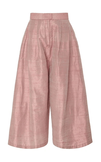 Christine Alcalay Silk Wide-leg Culotte In Pink
