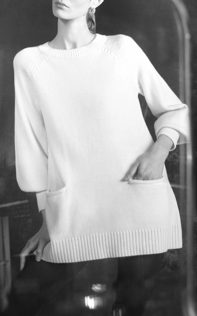 Co Wool Blend Tunic Sweater In White