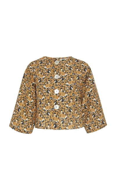 Christine Alcalay Printed 3/4 Sleeve Top In Brown