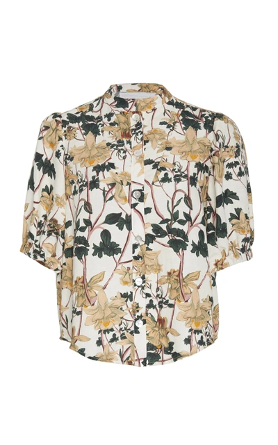 Christine Alcalay Collared Floral Short Sleeve Top