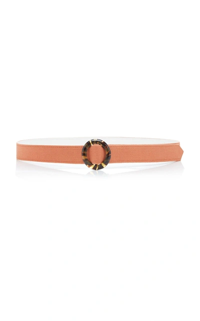 Christine Alcalay Linen Narrow Belt In Orange