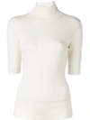 Theory High Neck Knitted Top In Neutrals